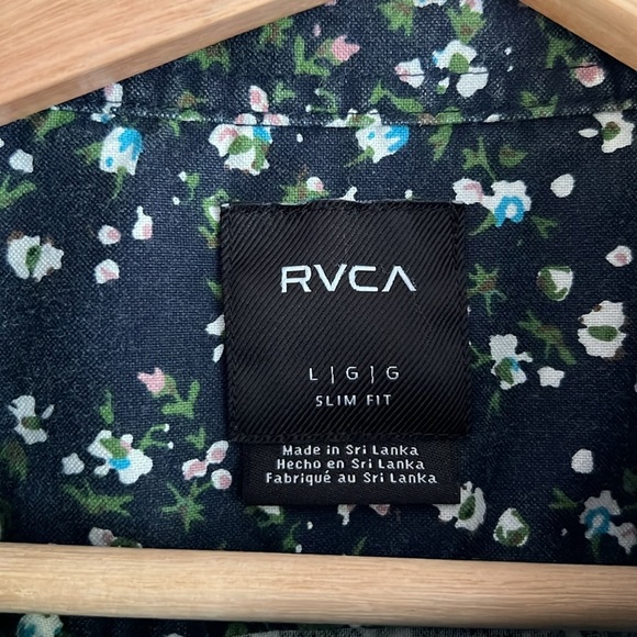 RVCA Black Floral Casual Button Down Shirt Large - Picture 7 of 8